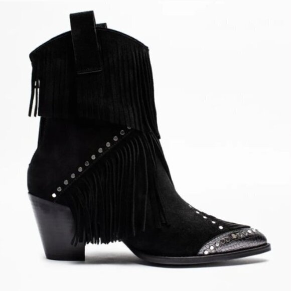 Zadig and Voltaire Cara Fringe Boots Size 8 / EU 38 - Picture 1 of 11